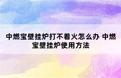 中燃宝壁挂炉打不着火怎么办 中燃宝壁挂炉使用方法